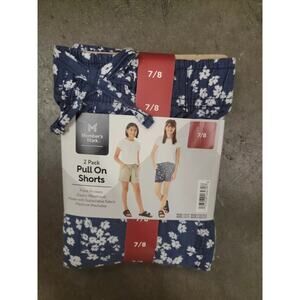 Member's Mark Girls 2-Pack Elastic Waistband Pull-On Shorts Floral/Stone Sz 7/8